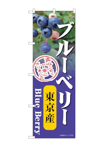 のぼり のぼり旗 ブルーベリー 東京産 54990 W60×H180cm 1枚 ぶるーべりー ヨーグルト 無農薬 健康 おいしい オーガニック 無人販売書 直売所 三方三巻 ポンジ【受注生産品】