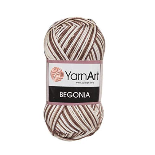 Yarn Art5 Skein (Pack) Total 8.8 Oz. Begonia, 100% Mercerized Cotton, Each 1.76 Oz (50g) / 185 Yrds (169m), Fine Sport 2, Variegated Brown - 3193