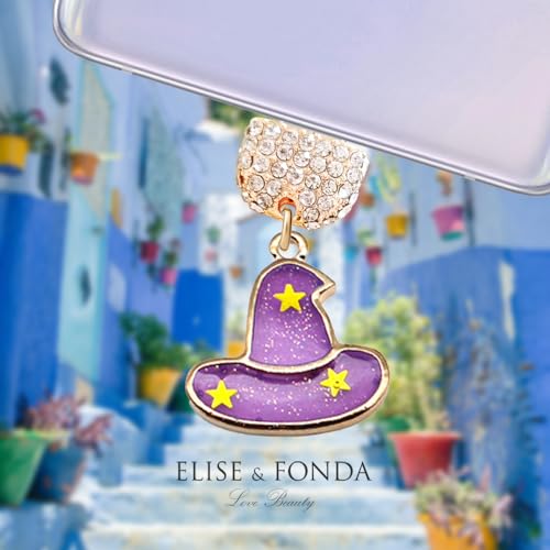 Tapón antipolvo USB C con cristal de sombrero de bruja morado 2