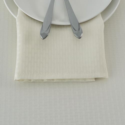 Image of maxmill Cloth Napkins 20 x 20 Inch Weaved Texture Pattern Soft Comfortable and Luxury Serviette for Restaurant Family Dinners Weddings Parties and Banquets Set of 4 Pieces, Ivory