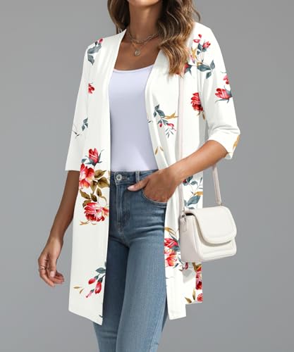 Image of YSYOKOW Lightweight Cardigans for Women 3 /4 Sleeve Long Open Front | Cardigan sweaters for women lightweight, summer cardigans for women lightweight, long cardigans for women trendy, dressy