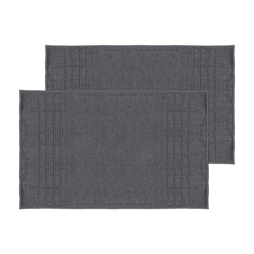 Mosobam Luxury Turkish Set of 2 XL Bath Mat 28X44 Charcoal Gray (Dark Grey) 1000 GSM Bamboo Viscose & Aegean Turkish Combed Cotton