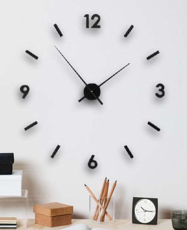 Image of Modern Wall Clock Minimalist | Large 3D DIY Wall Clock with Silent Sweep Movement,Frameless Wall Decor for Living Room, Office, Bedroom | Easy Installation & Stylish Decoration