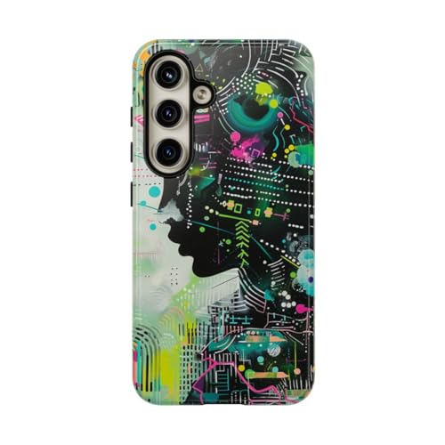 Coque rigide brillante Samsung Galaxy S24 avec design profil abstrait haut de gamme