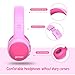 immagine 6Cuffie Bluetooth per Bambini, Limitatore audio a 85 dB, Bambini Cuffie Senza Fili Over Ear, Stereo Cuffie per Bambini con Microfono, Cuffie Pieghevoli per Ragazzi e Ragazze - Rosa