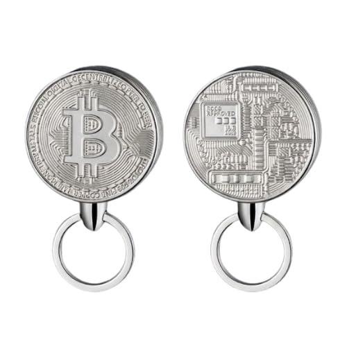 Image of Smoke King Bitcoin Coin Lighter with Keychain - Silver Finish Butane Refillable Lighter, Sliding Ignition, Adjustable Flame, Compact Pocket EDC Gift