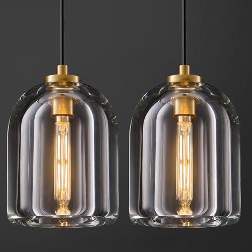 Image of Crystal Pendant Light Kitchen Island，Brass Hanging Pendants Lights