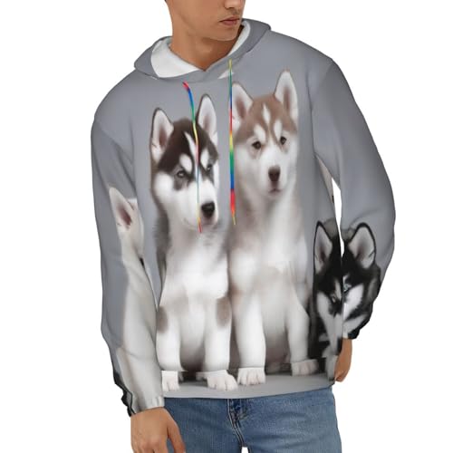 Mens Hoodie Pullover Casual Long Sleeve Drawstring Top Dogs Print Hooded Sweatshirt With Pocket2