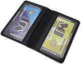 Etui na karty ze skóry bawolej z 2 przegródkami, ochrona RFID i NFC w kolorze czarnym, czarny, Einheitsgröße, etui na karty kredytowe