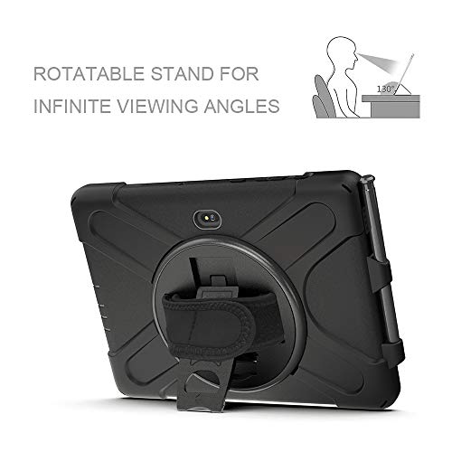 Zenrich Galaxy Tab Active4 Pro 2022/Galaxy Tab Active Pro 2019 10.1" Case (Sm-T630/T638/T540/T547) With S Pen Holder, Rugged Heavy Duty Shockproof Case With Kickstand Hand Strap Shoulder Belt, Black #TOP1