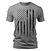 poydgbvr Graphic tees Men Men's Independence Day Flag Printed Short Sleeve Crewneck T-Shirt Fashion Casual Breathable Tees Quick Dry Soft Shirt Graphic tees Under 10 Dollars Grey M