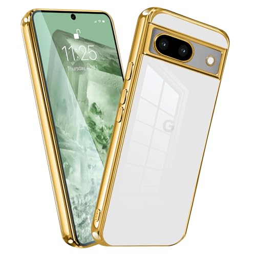 MiaoKeDa Google Pixel8A ケース クリア 耐衝撃 背面 透明 TPU ストラップホール付き 軽量 米軍MIL規格 メッキ