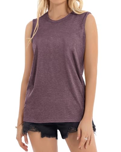 Image of Womens Tank Tops Summer Casual Sleeveless Top Loose Fit Basic Tunic Shirts