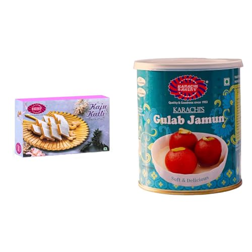 Image of Karachi Bakery Kaju Katli 200gm & Gulab Jamun 1kg, Mouth Watering Diwali Sweets, Indian Mithai, For Family, Friends on Special Occasions