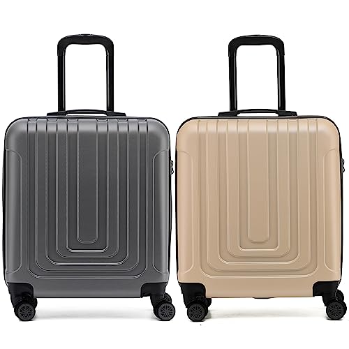 Flight Knight Premium Set of 2 Lightweight Cabin Suitcase - 8 Spinner Wheels - Built-in TSA Lock & USB Port - Luggage Approved for easyJet Flexi Fare Overhead Carry On - 56x45x25cm