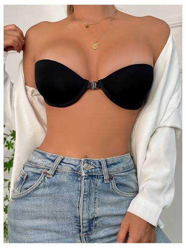Image of RoseSeek Women's Strapless Underwire Push Up Front Closure Bra | Front Closure, Bandeau Bra, Tube Tops