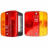 2x Rückleuchten Anhänger 12V E11 – 4 Funktionen Heckleuchten Set für PKW Anhänger, Trailer, Wohnwagen, Traktor, Fahrradträger– Bremslicht, Blinker, Rücklicht, Kennzeichenbeleuchtung inkl. Glühbirnen