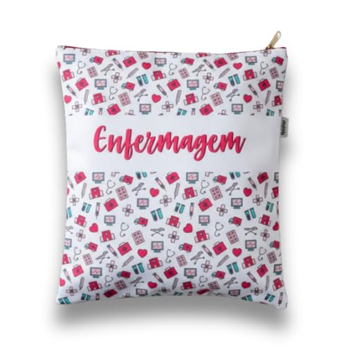 Matellasse Porta Jaleco Feminino - Necessaire Enfermagem Rosa Impressão de Letra Armazenamento de Maquiagem Profissional para Estudantes ou Profissionais de Enfermagem