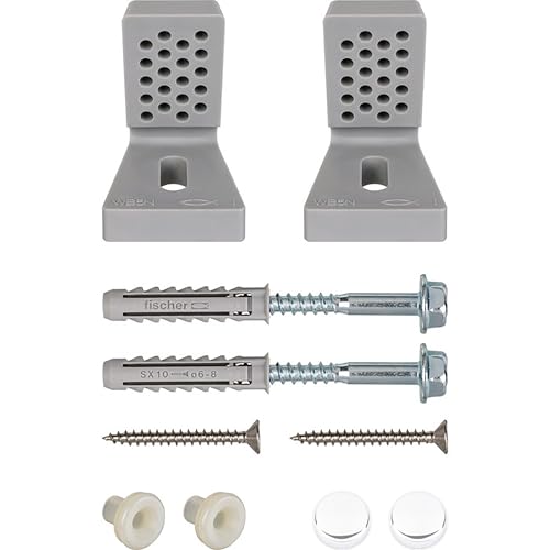 fischer 4245 WB 5 NH Versteckte Befestigung für Water und Bidet mit seitlichen, Sanitäranlagen mit Loch ∅20 Art. 04245, grau