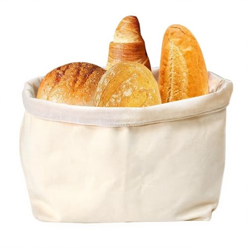 Zuxbolf Panera de Mesa de Tela Doble Cesta de Tela para Panes de Lona con Forro de Lina Panera Plegable de Gran Capacidad para Varios Tipos de Pan Cesta para Servir Pan en Mesa, 24 x 14 x 20 cm
