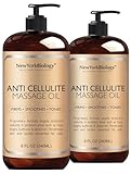 New York Biology Anti Cellulite Massage Oil 8 Fl Oz – Made with 100% Natural Oils – Body Oil for Massage Therapy, Muscle Relaxation and Deep Tissue - Pack of 2