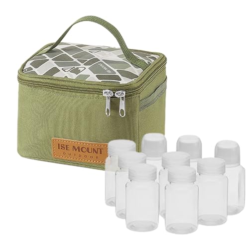 Borsa portatile da campeggio con 9 barattoli per spezie kit per da contenitori per allaperto in tessuto Oxford 600D organizer per condimenti da per viaggi