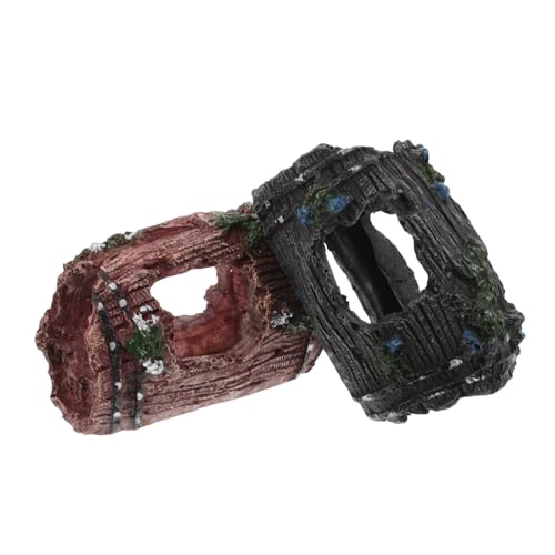 FONDOTIN 2個 樽型水槽装飾 破損デザイン樹脂製 アクアリウム魚隠れ家 や小型エビ用ケイブ シュリンプシェルター 水槽レイアウト用