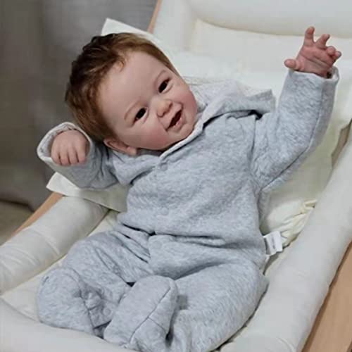 SAHRY Natural Muñecas Renacidas 21 Pulgadas Realista Bebé Sonrisa De Ojos Abiertos Niño Muñeca Cover