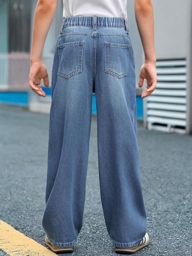 Jeans for Boys Baggy Straight Leg Elastic Waist Denim Pants Casual Boys Pull On Jeans with Pockets 5-14 Years4
