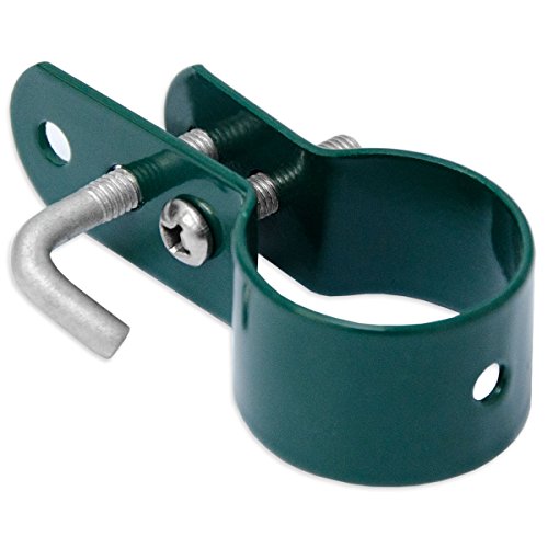 Niederberg Metall Abrazadera de fijación ajustable para vallas redondas, metal, incluye tornillos de fijación, color verde