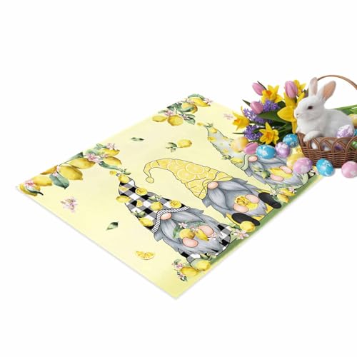 Welcome Door Mat 18x30in,Country Gnome Yellow Lemon Indoor Entryway Doormats