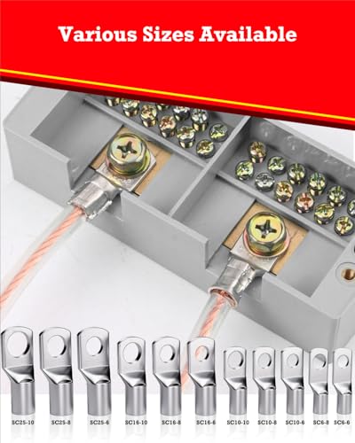 YOOPIN Rohrkabelschuh SC16-8, 15 Stück Kabelschuhe Set 16mm², M8 SC Rohrkabelschuhe Set für Kfz Batteriekabel, Kupfer Ringkabelschuhe Set, Kabelschuhe Sortiment für Auto, Rohrkabelschuh Set