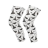 MMRTDJDR Sombrero de Bruja Negro Rodilleras Antideslizantes Blancas Mangas de compresión Transpirables para Baloncesto, Danza, Voleibol, Lucha Libre, fútbol