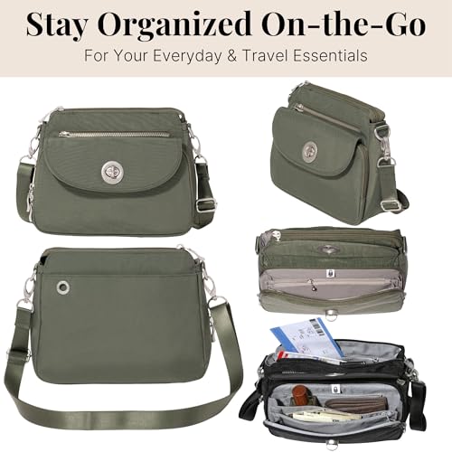 Image of Baggallini Calais Crossbody Bags for Women 10x7 Lightweight Water-Resistant Travel Purse, RFID & Interior Organization