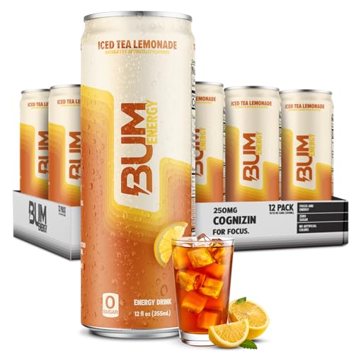 BUM Sugar-Free Energy Drink, Iced Tea Lemonade - No Artificial Colors, Natural Caffeine & Citicoline...