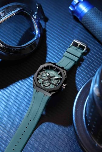 Image of Daniel Hechter Paris kleber Collection Sporty Multifunction Watch for Men with Checkered Geometric Dial, Day & Date Display and Durable Silicon Strap