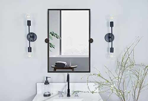 Image of TEHOME Pivot Tilting Bathroom Vanty Mirror Rectangle Oil Rubbed Bronze Metal Framed Beveled Wall Mirror, Overall 23.9 x 30 inches (Mirrror 20 x 30 inches)