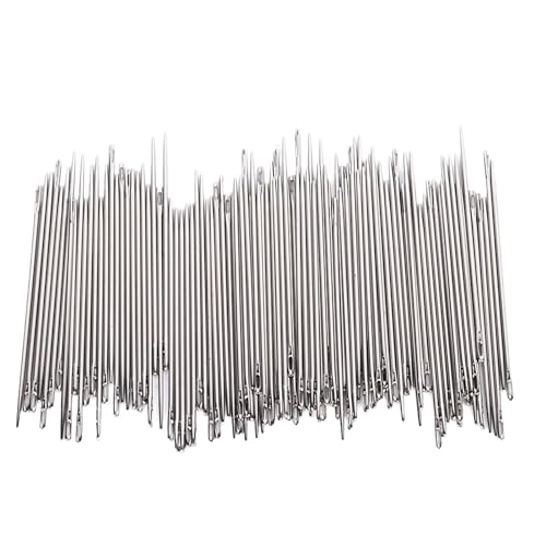XHTLLO 100Pcs Stainless Steel Hand Sewing Needles Set, for Leather Fabric Furniture Crafting(1.02 * 54mm)