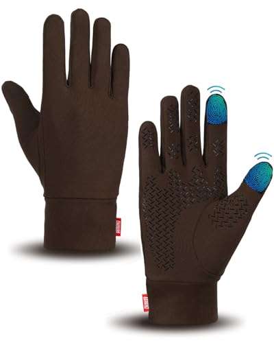 Aegend Lightweight Winter Gloves for Men Women, Warm Running Gloves Touchscreen Thermal Glove Liners for Cold Weather Driving, Cycling & Hiking, Non-Slip, Elastic Cuff, Stretchy, Durable