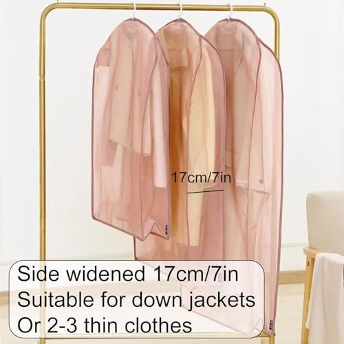 Garment Bags for Hanging Clothes, Set of 2, Dress Bag Organza Breathable with Full Zipper for Closet Storage Down Jackets(Beige,60x17x90cm/24x7x35in)4