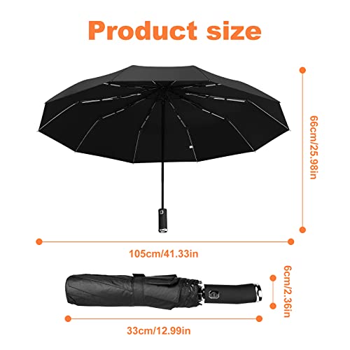 Folding Inverted Led Rain Umbrella: Inverted Reflective Umbrella Windproof Umbrella Travel Umbrella Compact Automatic Open Close, Folding Umbrella Upside Down With Safety Reflective Strip Rainproof #TOP2