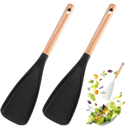 Image of Cedar and Ash Spoon,Cedar and Ash Spoonula,Multifunction Spatula Cooking Spoon (2 Black)