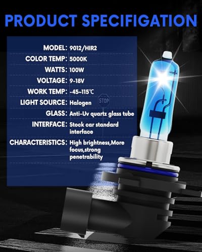 Image of Compatible with Chevrolet Volt 2011-2015 Halogen Headlight Bulb Combo - 185% Brighter 5000K White High /Low Beam, Plug and Play, 2-Pack