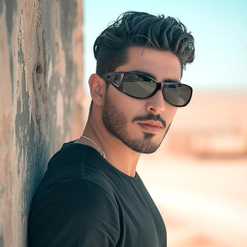 Polarized Sunglasses Fit Over Glasses, Wrap Around Sunglasses UV400 Protection for Men Women2