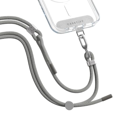 Image of CASETiFY 6mm Rope Cross Body Strap with Card - Flecked Slate Grey
