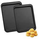 LUPATDY 2er Backblech Set, Karbonstahl Backblech mit Antihaftbeschichtung, Rechteckige Backform 2,5 cm Tiefe, Kuchenblech Backofenblech für Backen, Braten, Servieren