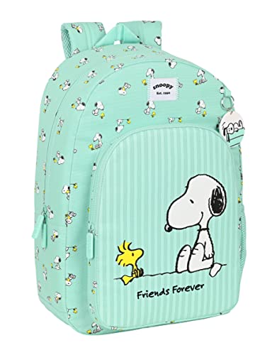 Mochila Safta Escolar Adaptable a Carro de Snoopy Friends Forever