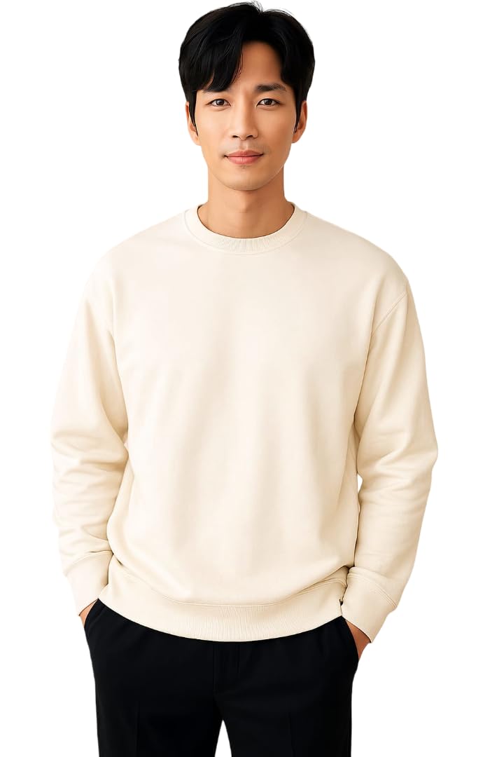 plain cotton 320 gsm sweatshirts for man | rich cotton fleece solid regular fit full sleeve sweatshirt for men | stylish casual wear winter sweatshirt for men