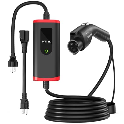 Unitek Level 1&2 EV Charger Electric Vehicle Portable Charger with 25FT Charging Cord 16Amp 110V-240V EV Charging Station for J1772 Electric Cars PHEVs NEMA 6-20 Plug NEMA 5-15 Adapter UL
