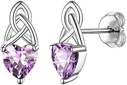 Suplight 925 Sterling Silver Claddagh Celtic Heart Stud Earrings, Dainty Tiny Irish Celtic Knot Jewelry for Women Girls (with Gift Box)